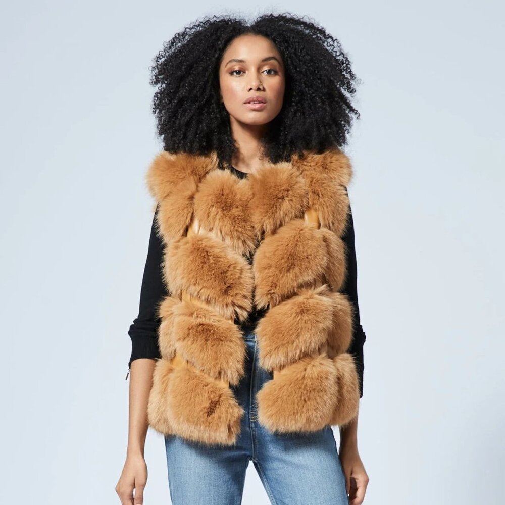 Toffee Faux Fur & Vegan Leather Vest